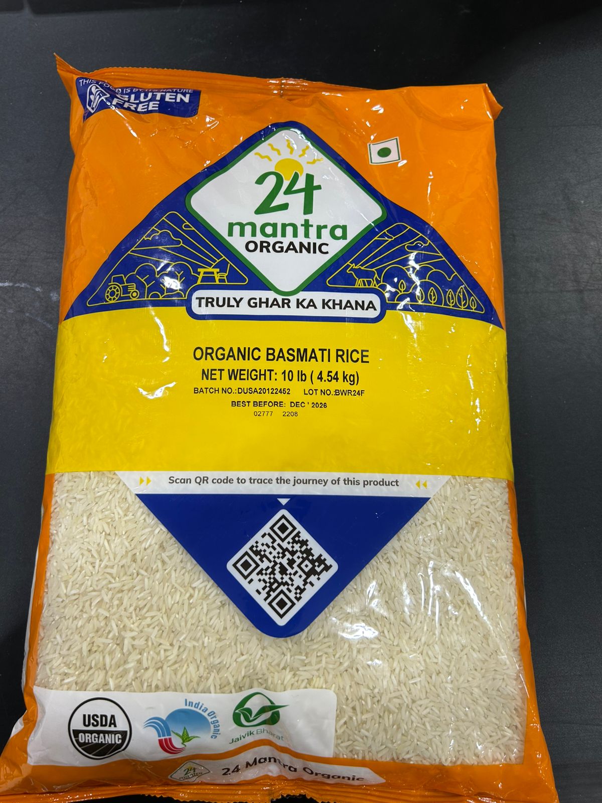 24 Mantra Organic BASMATI BROWN RICE 4.54KG