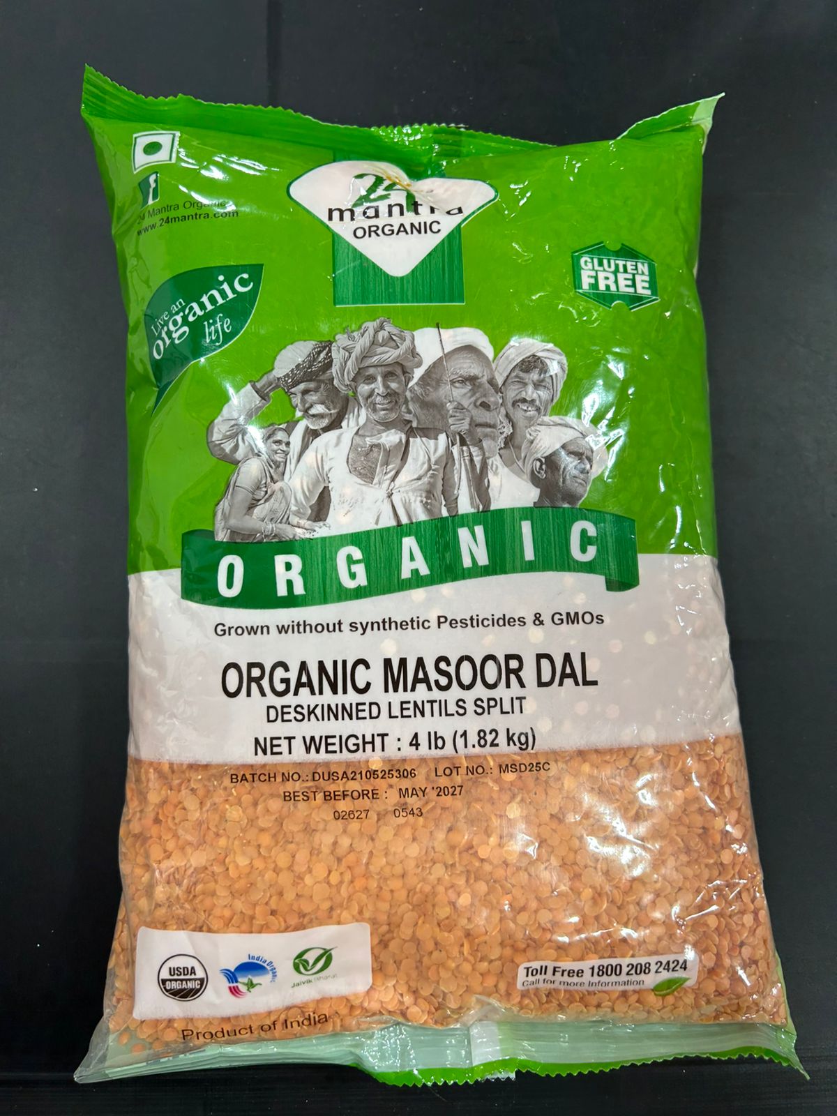 24 Mantra Organic MASOOR DAL SPLIT 4LB