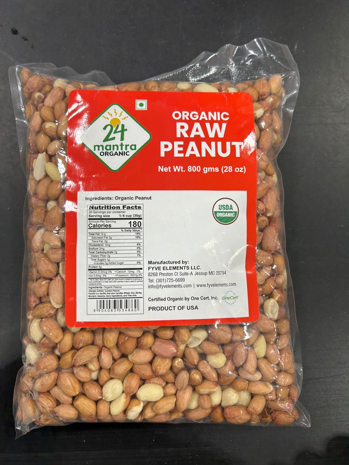 24 Mantra Organic RAW PEANUT 800G