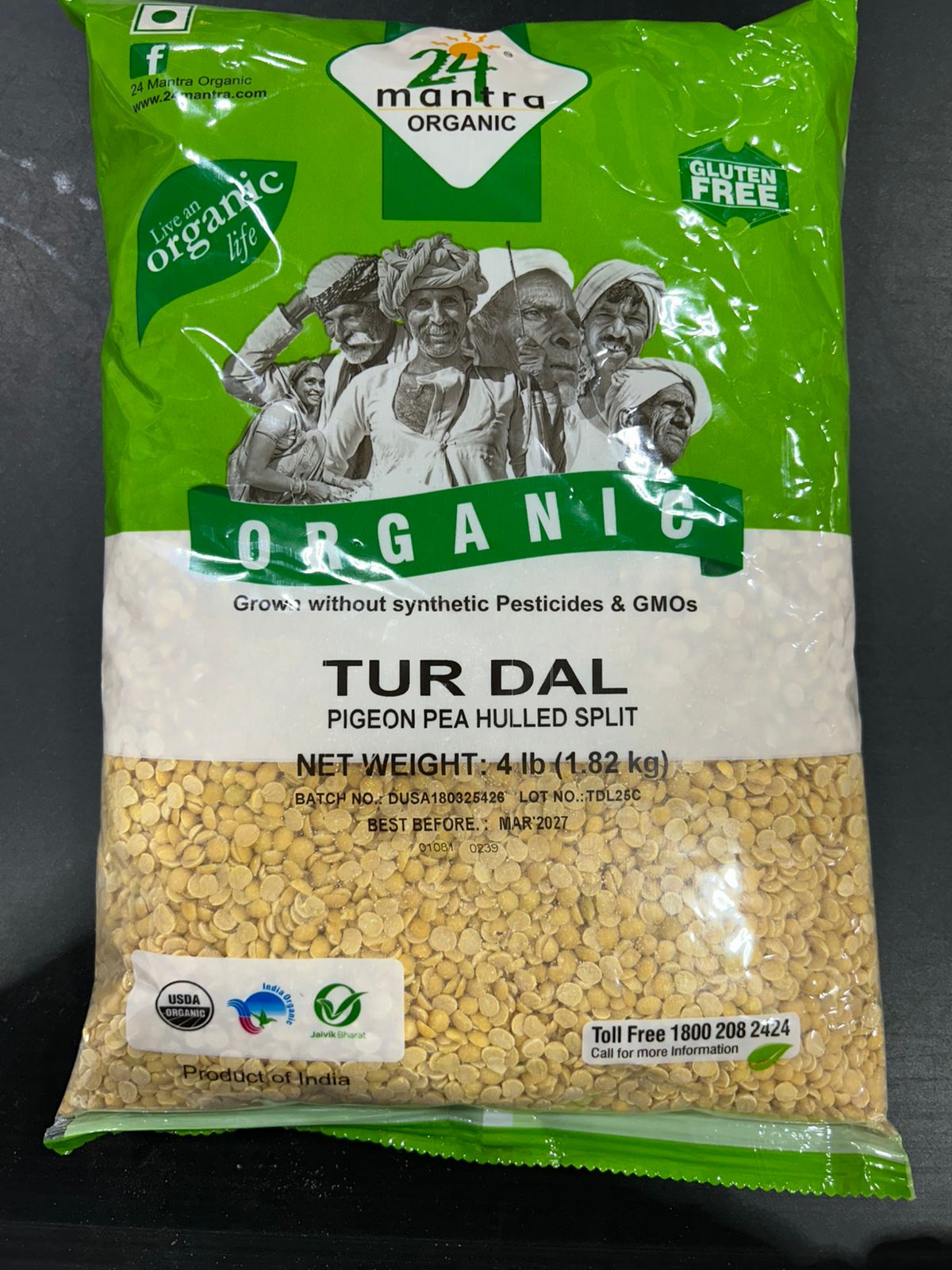 24 Mantra Organic TOOR DAL 4 LB