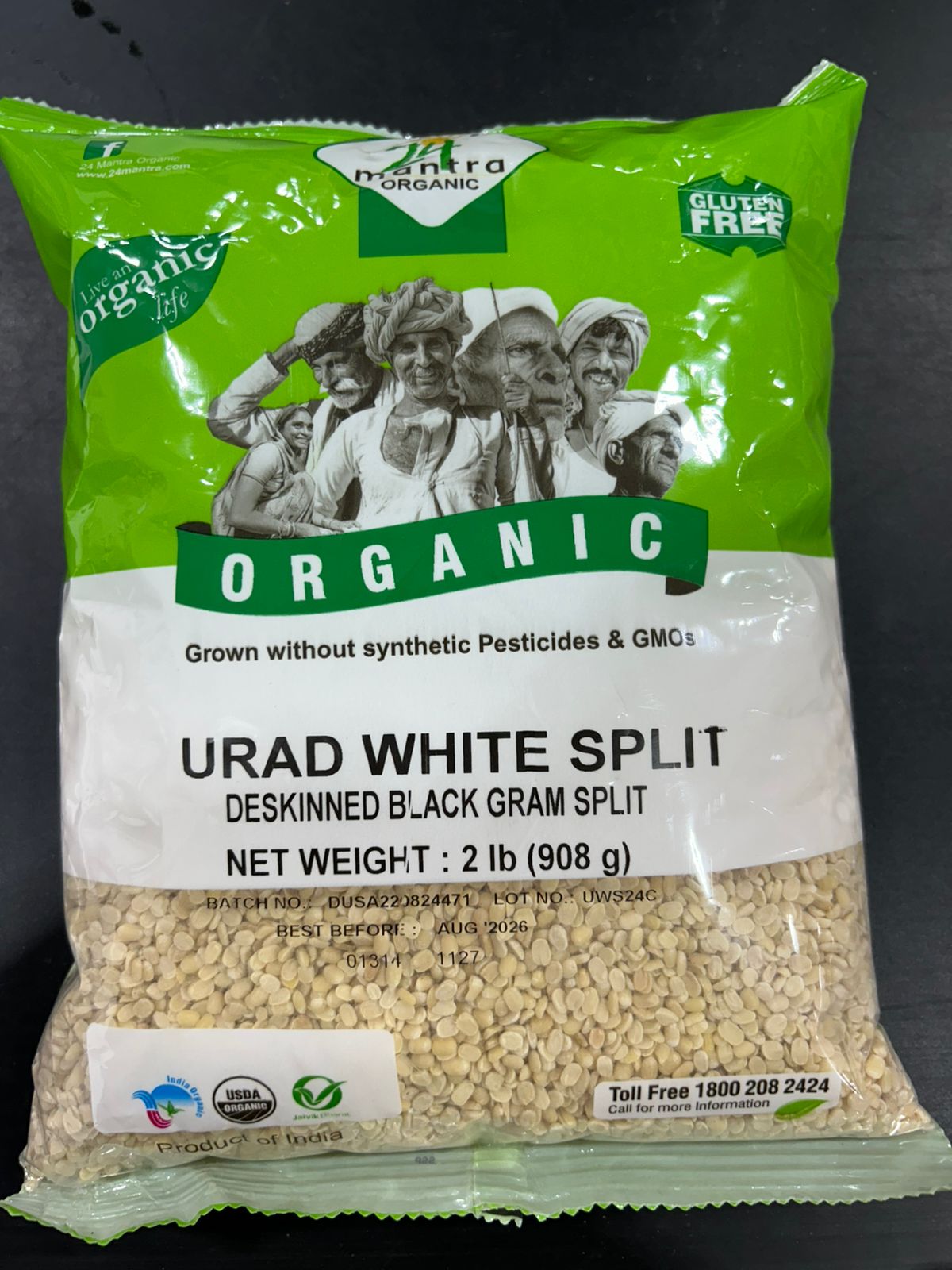 24 Mantra Organic URAD WHITE SPLIT 2LB