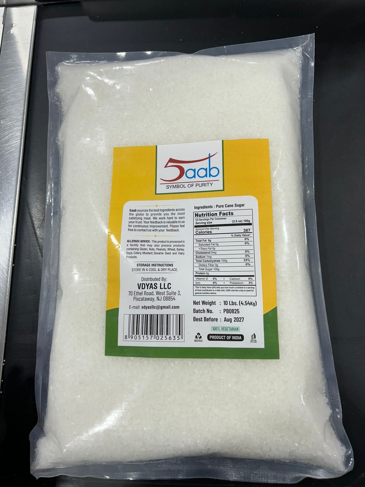 5aab WHITE INDIAN SUGAR 10LBS