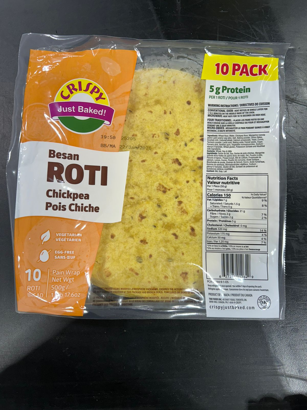 Supermarket Roti Crispy Besan Roti Cold pressed 10Ct 500G – Utsav Supermarket