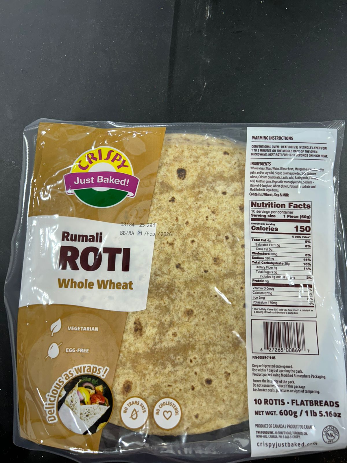 CRISPY RUM ROTI WHWHEAT 600G