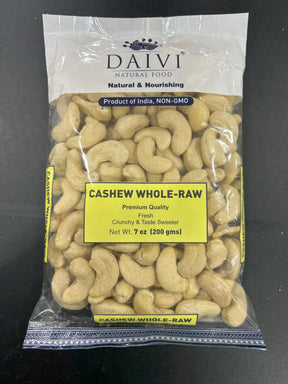 DAIVI CASHEW WHOLE-RAW 7OZ