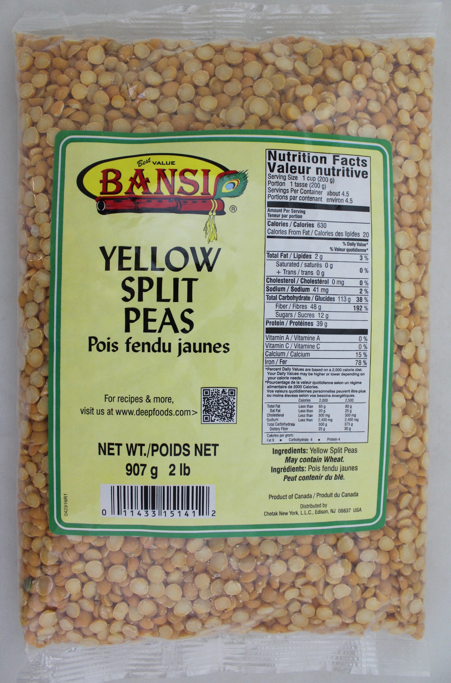 Deep Ylw Split Peas 2Lb