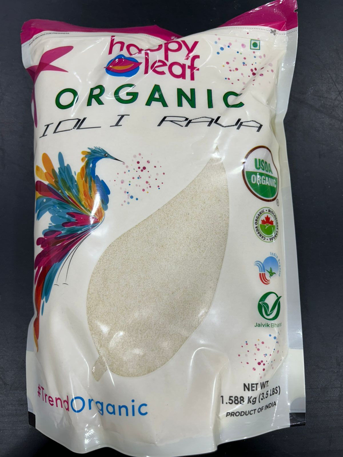 Happy Org Rice Rava Happy Leaf Org Idli Rava 1.5 Kg – Utsav Supermarket