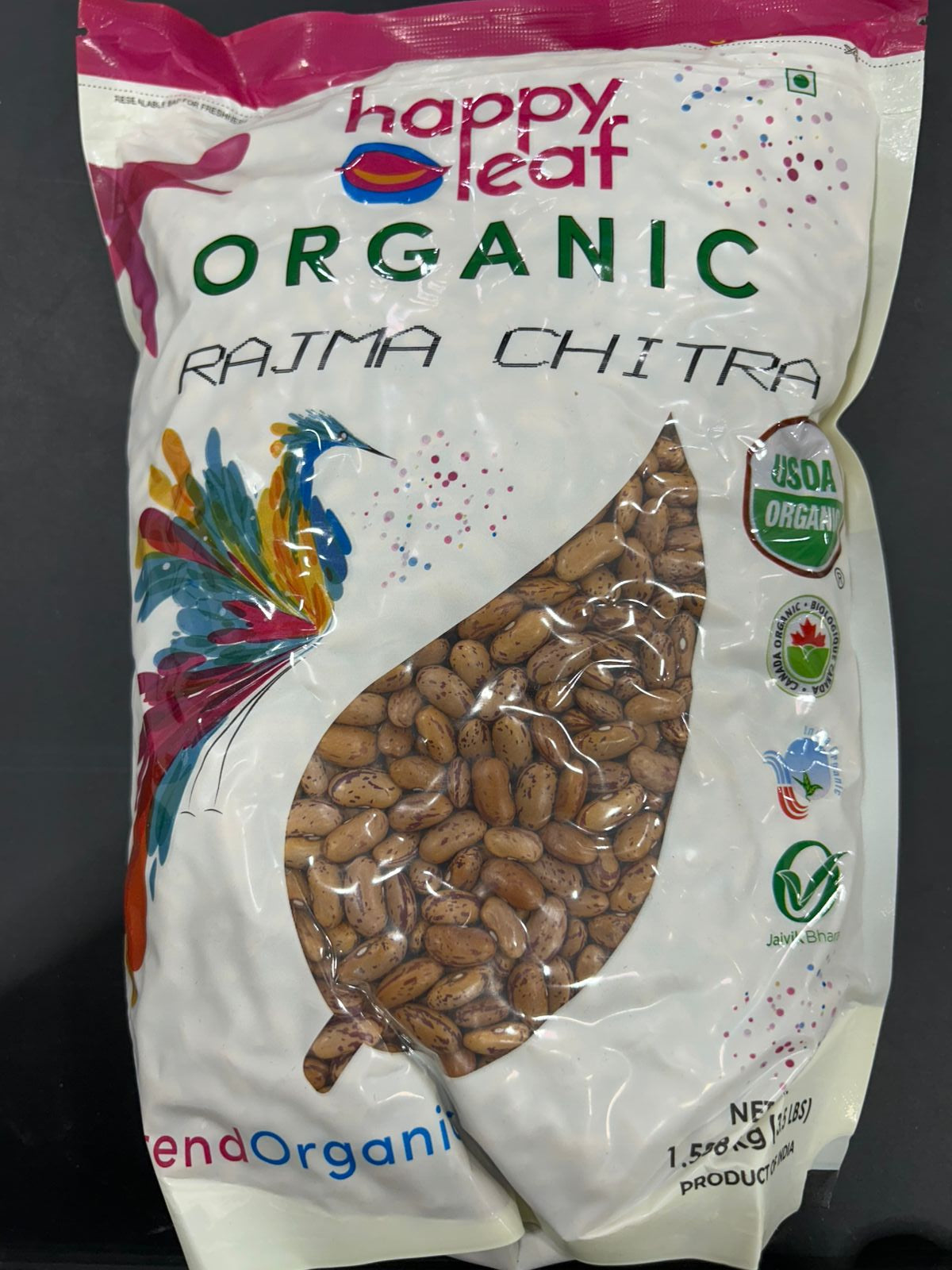 Happy Leaf Org Rajma Chitra 3.5Lb