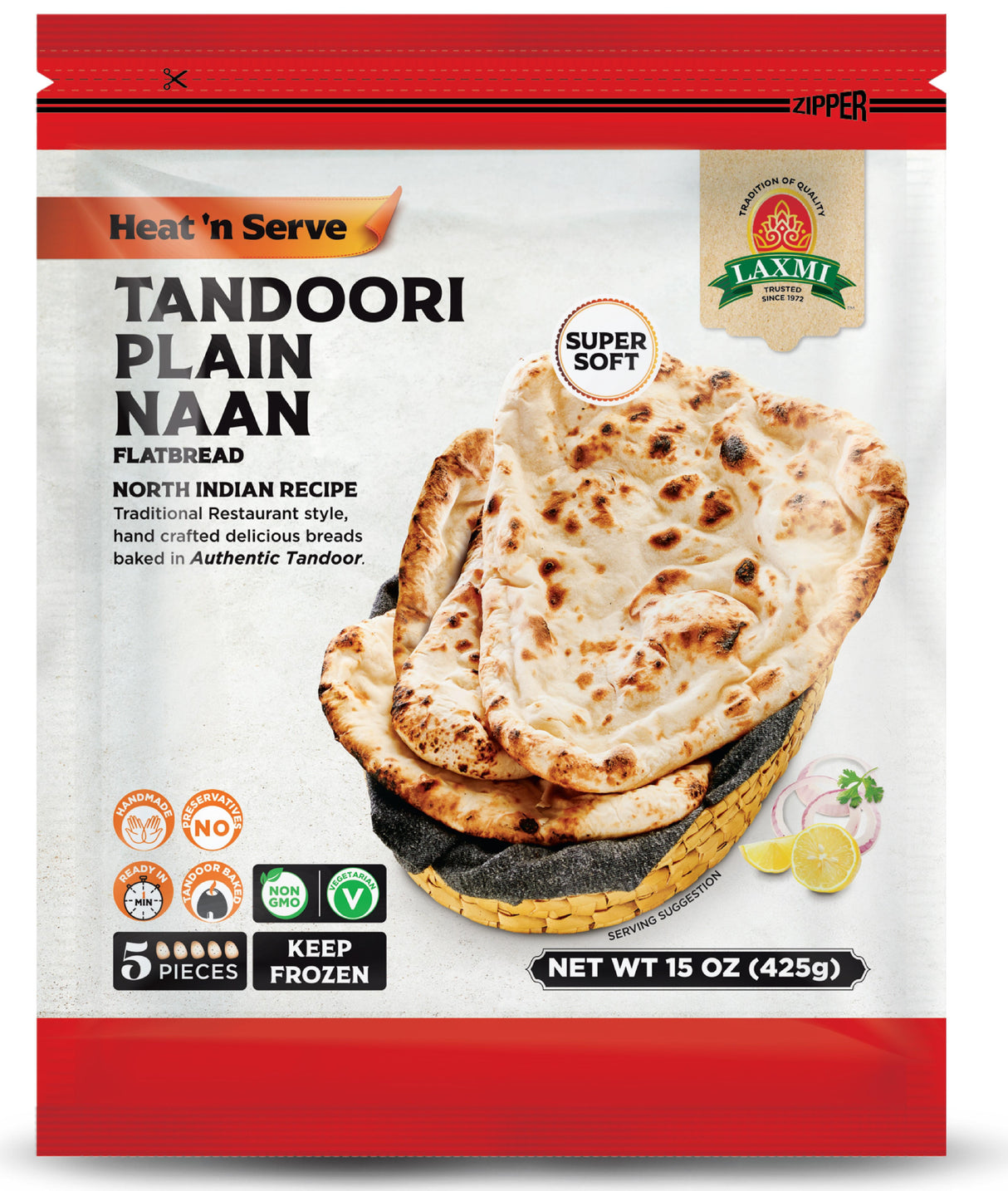 Laxmi Tandoori Plain Naan 5Pc