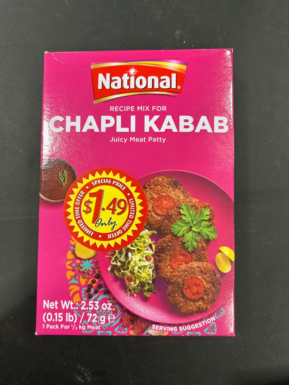 NATIONAL CHAPLI KABAB MASALA 72G