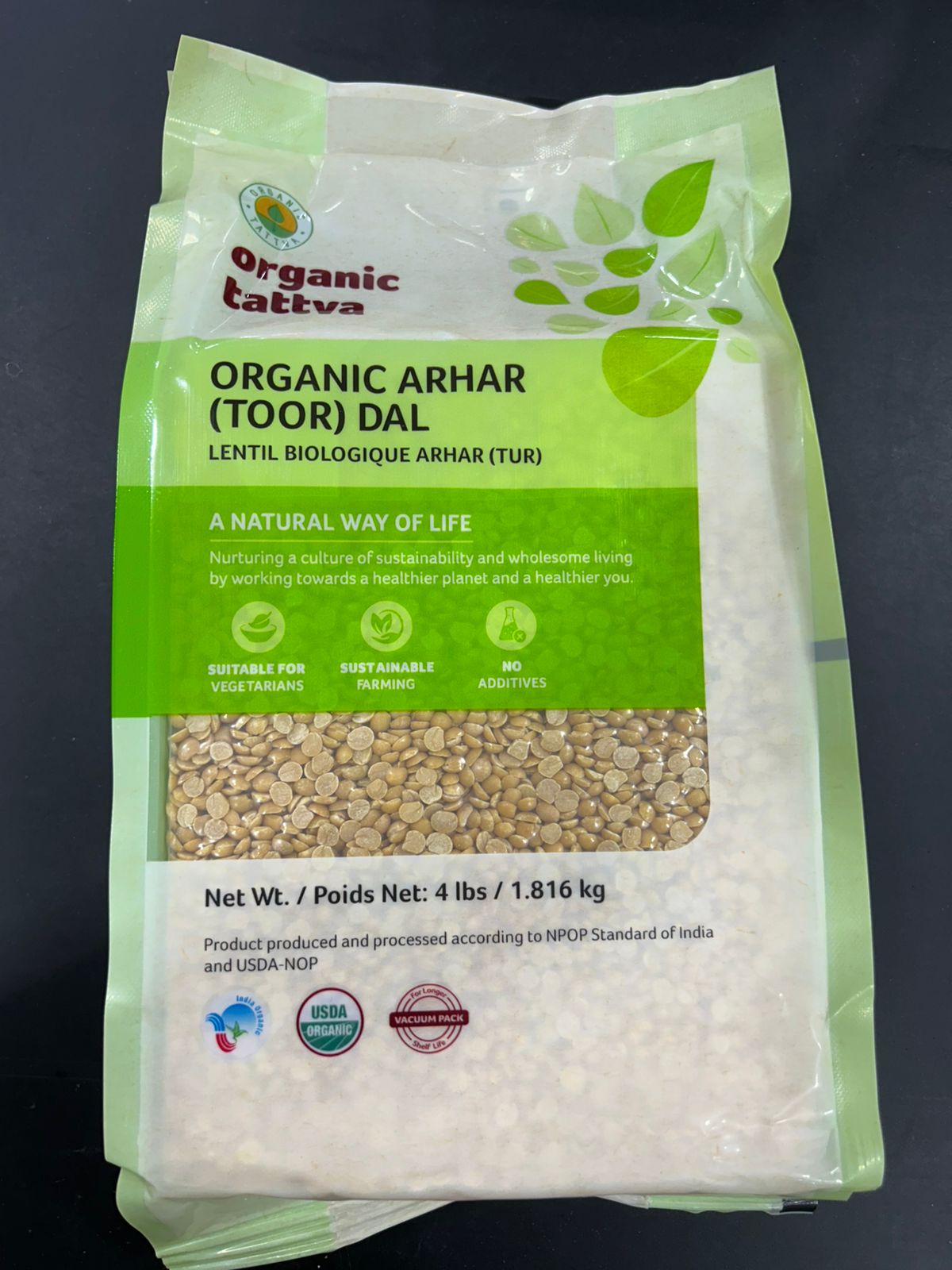 Organic Tattva Arhar(Toor) Dal 1.8Kg